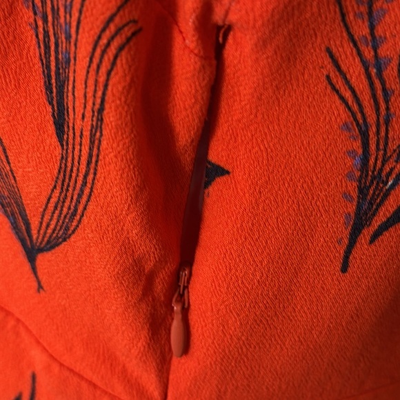 Free People Retro Coral Orange Floral Midi Dresss with Pockets Size 6 - Picture 10 of 16